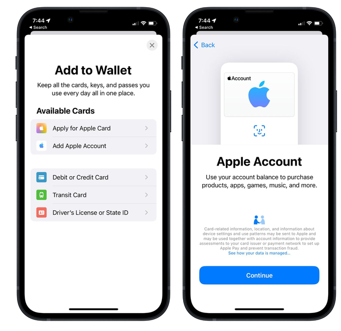 常山苹果手机维修分享iOS 15.5钱包App如何添加 Apple 账户 
